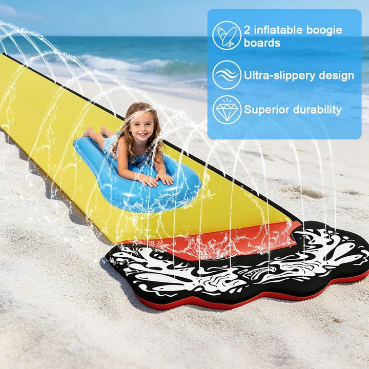 Wasserrutsche Garten für Kinder, 480 * 71cm Wasserrutschmatte mit 2 Bodyboards, Wasserrutsche Kinder