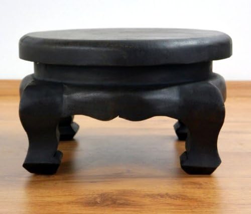 livasia Runder Opiumtisch, Beistelltisch, Massivholztisch, Couchtisch, Podest Schwarz 30cm, Schwarz