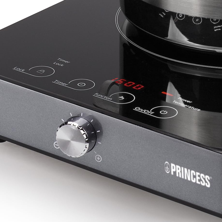 Princess Induktionskochplatte mit Touch-Bedienfeld, Digitales LED-Display, 1800 W Leistung, von 60De