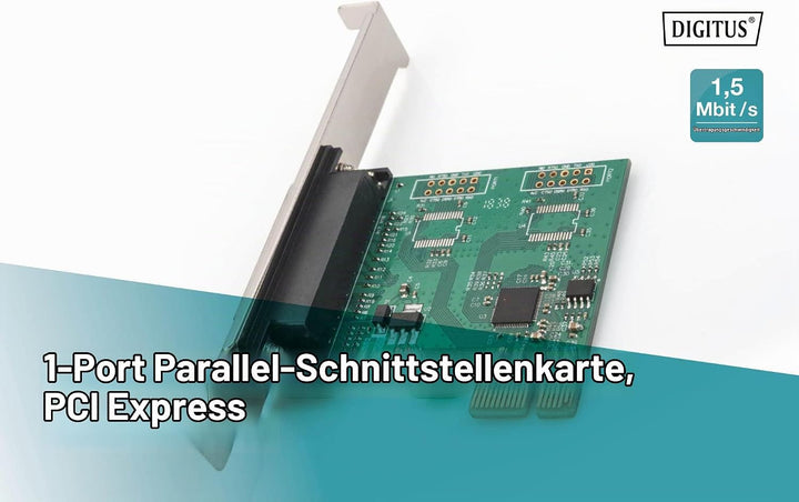 DIGITUS IO-Karte - PCIe - Parallele Schnittstellen-Karte - 1-Port DSUB-25 - Chipsatz AX99100 IO-Kart
