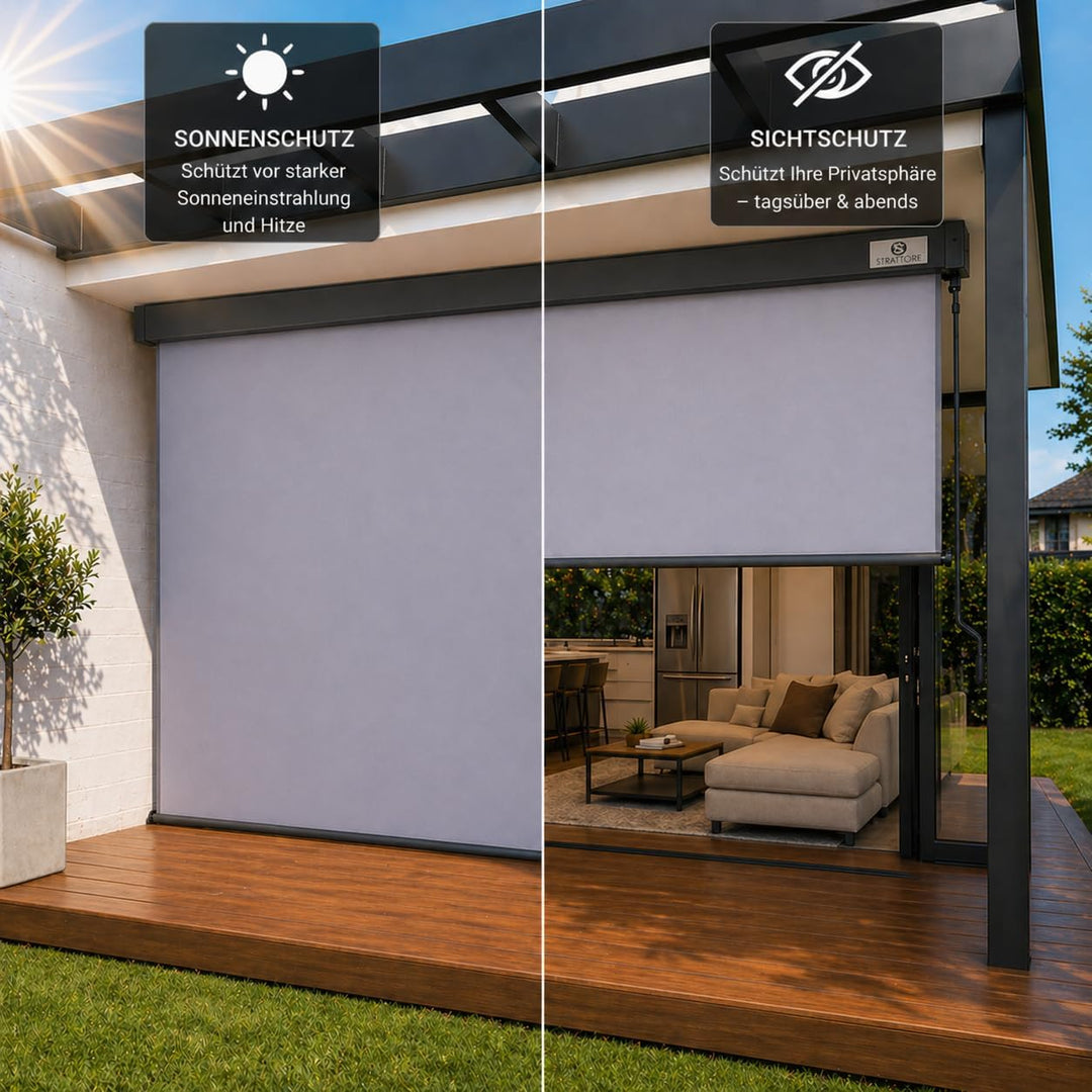 Ausziehbare Senkrechtmarkise Vertikalmarkise 160 x 250 cm - Markise mit Kurbel für Terrasse und Balk