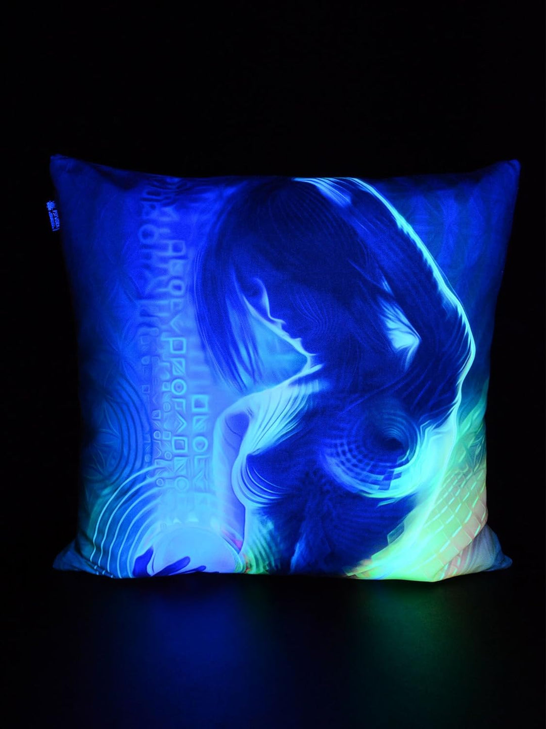 PSYWORK Schwarzlicht Kissen Neon Prismatic, 60x60cm