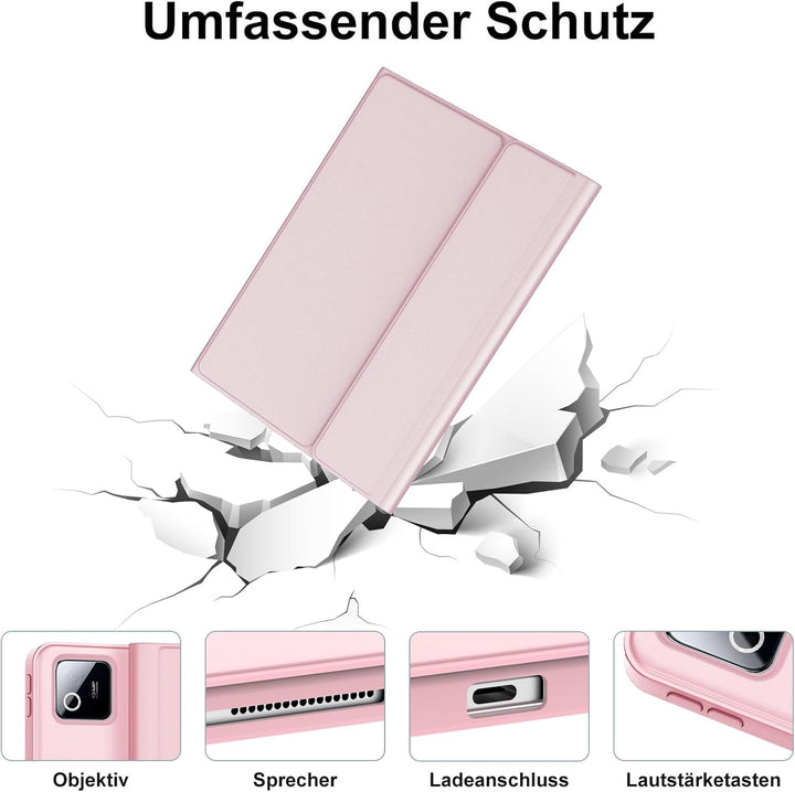 Hülle mit Tastatur für Xiaomi Pad 8/8 Pro/ 7/7 Pro (2026/2025) 11.2 Zoll Rosa Rosa, Rosa Rosa