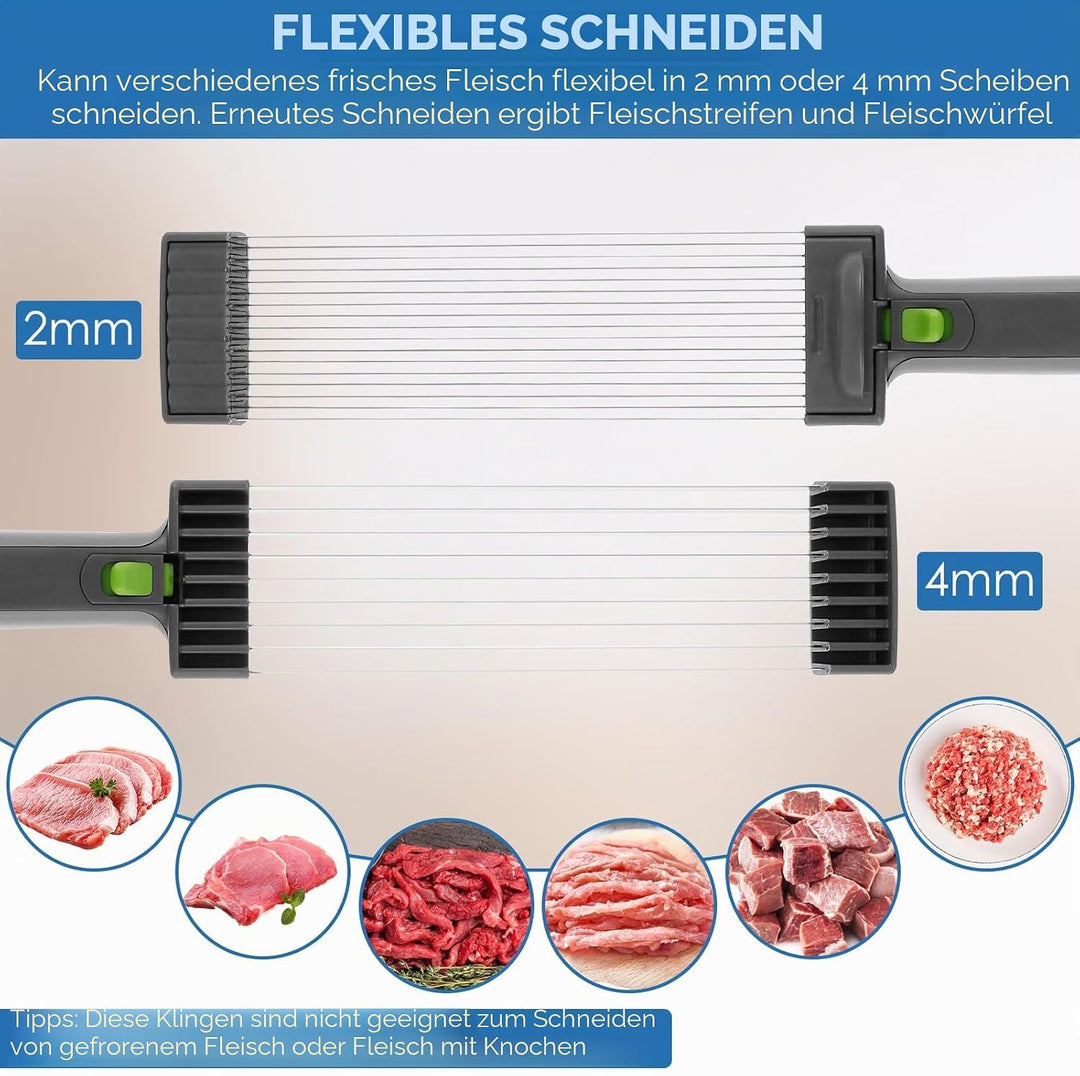 Fleischschneidemaschine,Verstellbarer Fleischschneider 2-4 mm Dick,Edelstahl Manueller Meat slicer,f