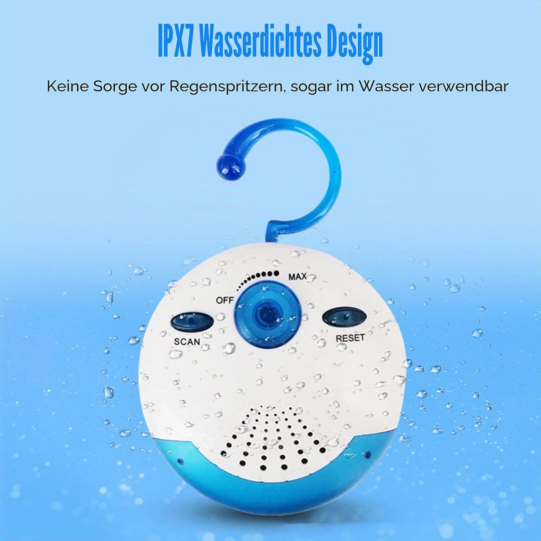 Wasserdichter IPX7 Lautsprecher, Tragbarer Duschlautsprecher mit 360°-Surround Sound, Duschradio Lau