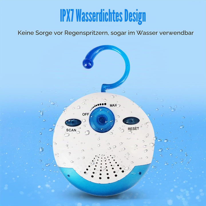 Wasserdichter IPX7 Lautsprecher, Tragbarer Duschlautsprecher mit 360°-Surround Sound, Duschradio Lau