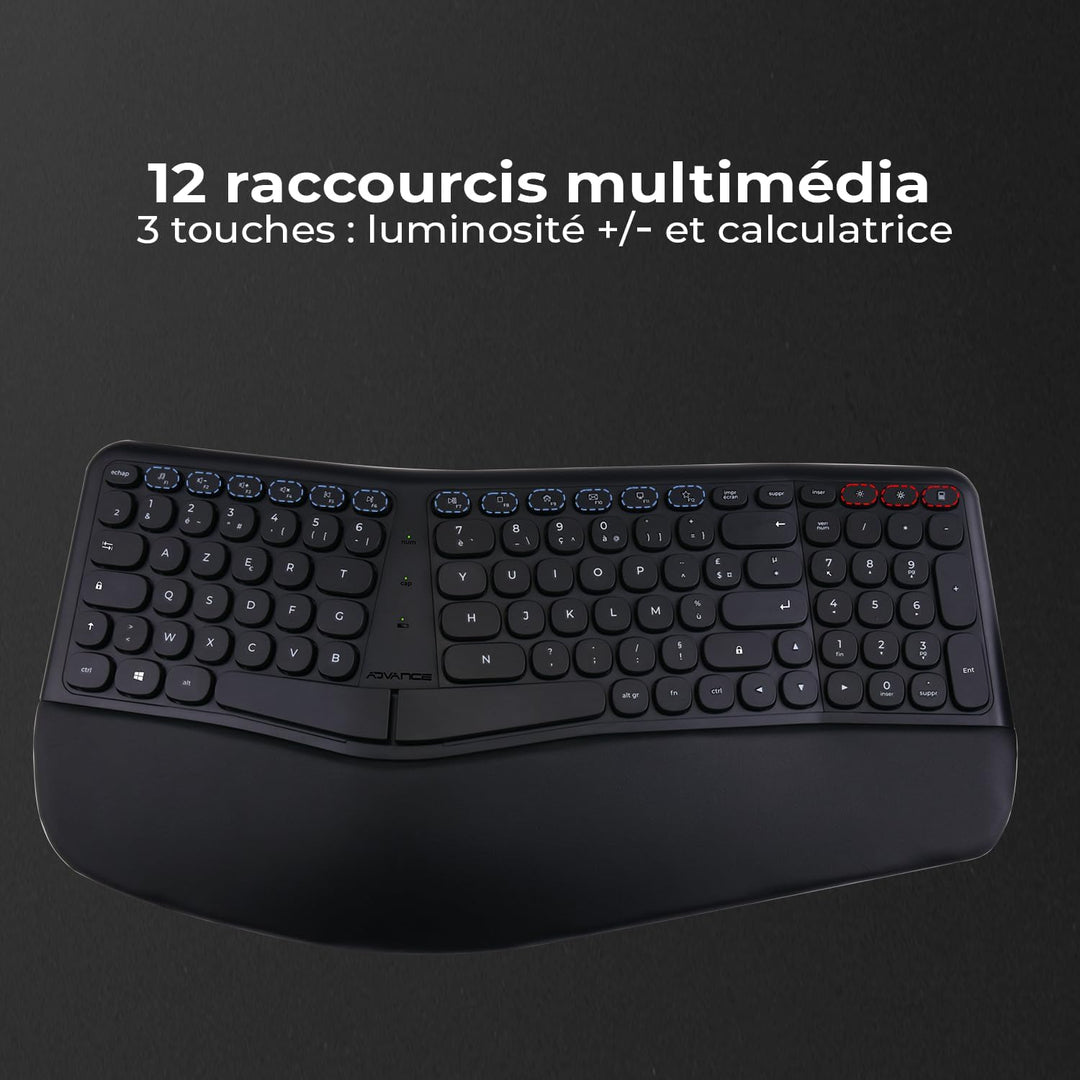 AD ADVANCE - Smartergo Set aus kabelloser Tastatur, ergonomisch, für PC, vertikale Maus, 57 °, verst