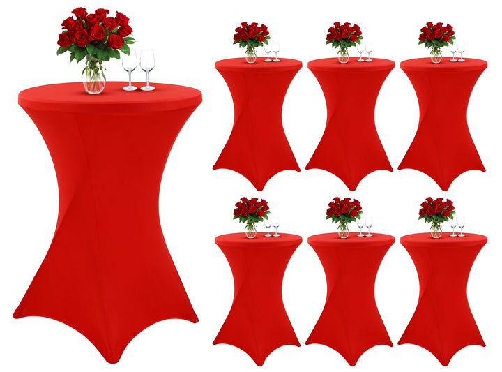 Showgeous 6er-Set Stretch Stehtisch Husse für Bistrotisch Ø 80-85 cm,Rot Stehtischhussen Verstärkung
