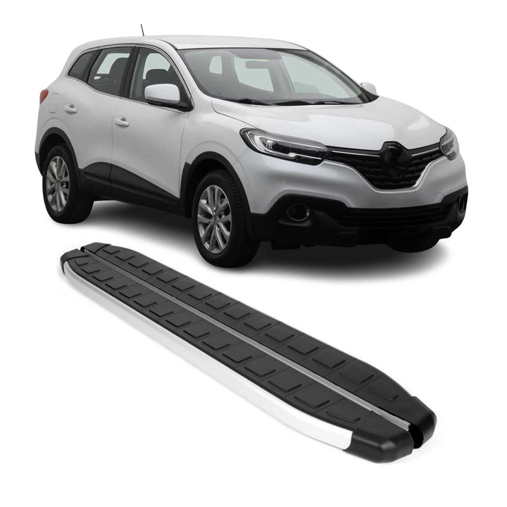 OMAC Schweller Seitenbretter Trittbretter kompatibel mit Renault Kadjar 2015-2022 Alu Schwarz-Silber