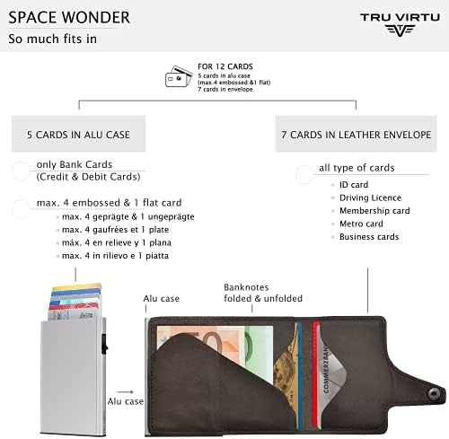TRU VIRTU® Wallet Click &amp; Slide Strap Edition Nappa Brown/Silver, Nappa Brown/Silver