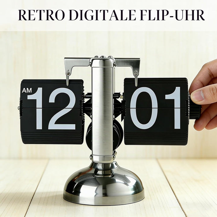Flip Uhr Retro, Flip Schreibtischuhr, Schreibtischuhr Vintage Design, Automatisches Drehen Retro Dig