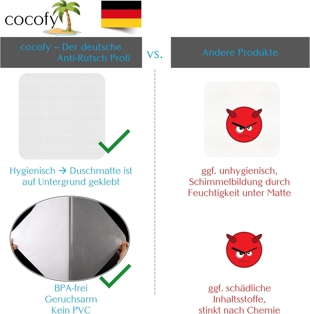 Duschmatte transparent 50x50 cm – hygienisch zum Kleben, Duschmatte rutschfest, Selbstklebende Anti