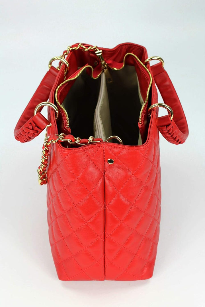 Belli edle italienische Echt Nappa Leder Damentasche Henkeltasche Umhängetasche gesteppt - 34x25x17