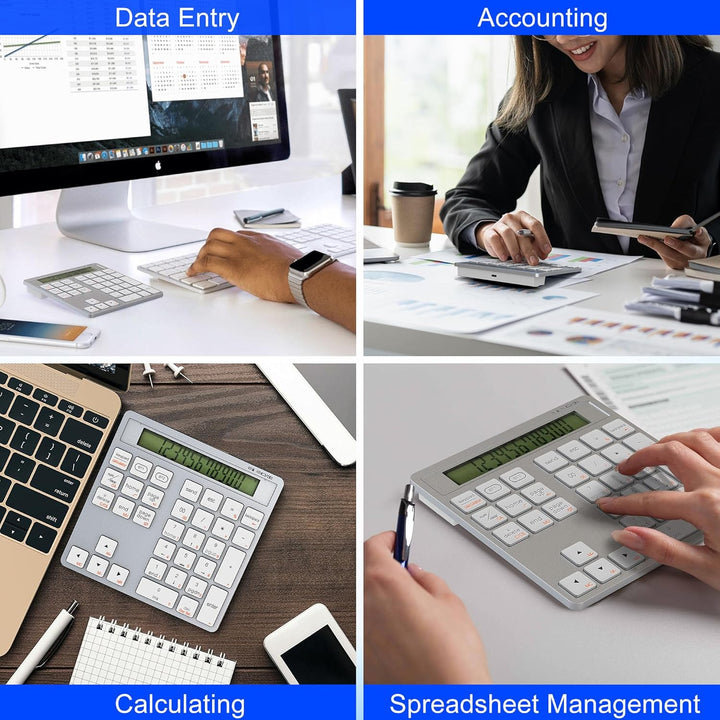 2-in-1 Ziffernblock Bluetooth- 34 Tasten Nummernblöcke mit Taschenrechner für PC/Laptop/Handy/iPhone