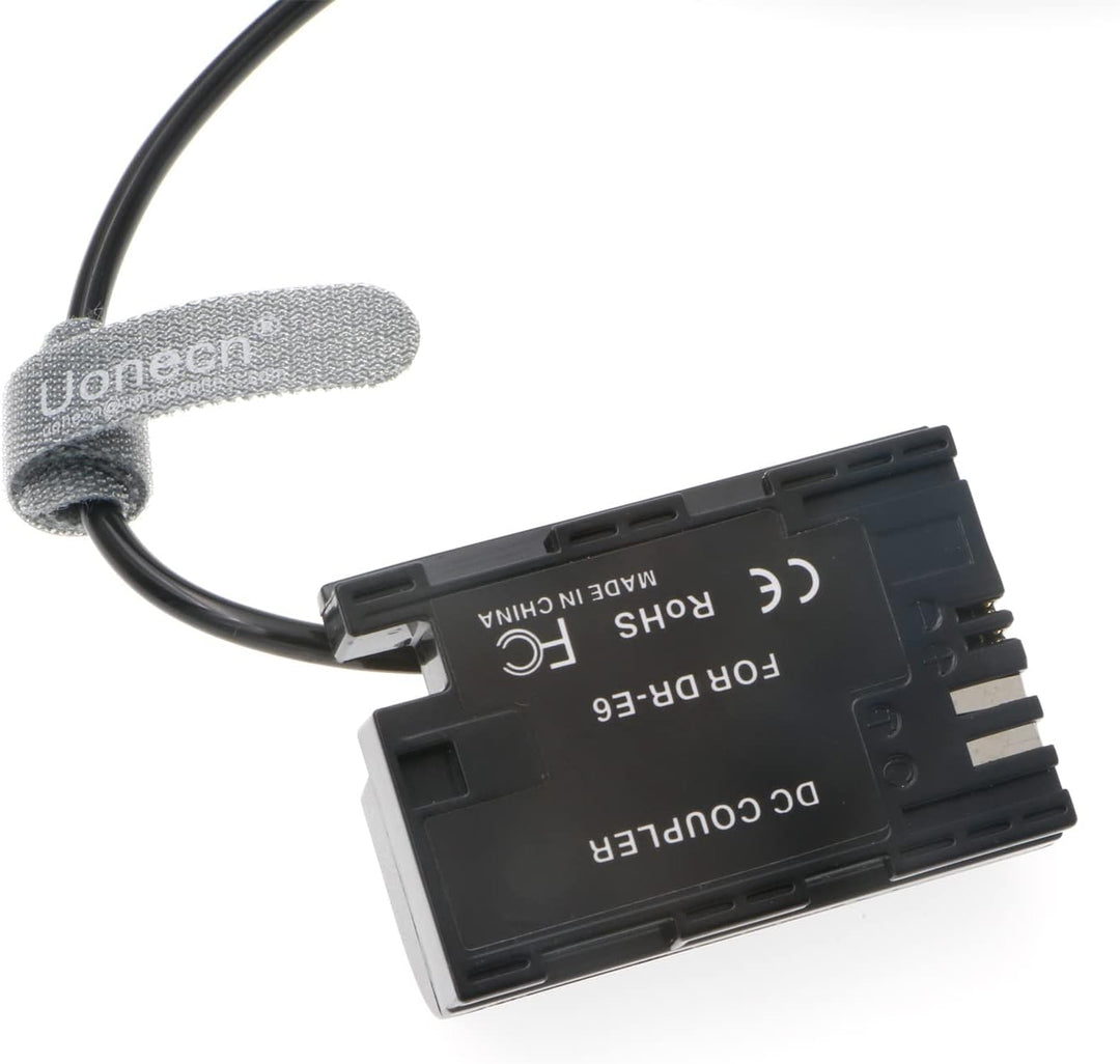 Uonecn LP-E6 Dummy Akku zu D-Tap Spiral Kabel für Canon 5D4 5DSR 5D2 5D3 6D 60D 7D2 70D 80D
