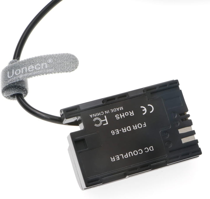 Uonecn LP-E6 Dummy Akku zu D-Tap Spiral Kabel für Canon 5D4 5DSR 5D2 5D3 6D 60D 7D2 70D 80D