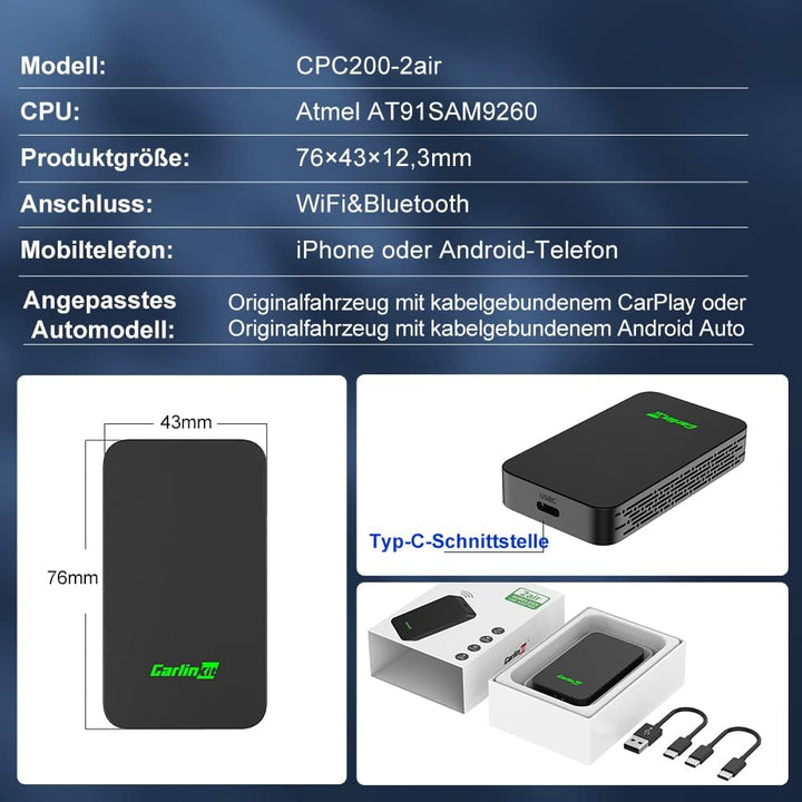 CarlinKit 5.0 2025 Neu Eingetroffen EIN Innovativer Dual-Conversion-Wireless-Adapter,Online-Musik/Ka