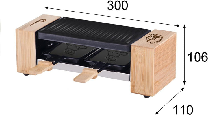 LITTLE BALANCE 8618 Raclette 2 Meuuh…, Raclettegerät für 1/2 Personen, abnehmbarer Grill, 2 Spatel +
