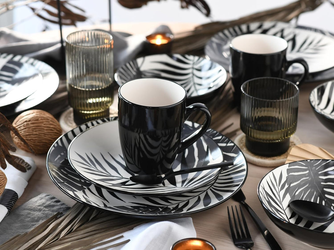 CreaTable, 25859, Serie TROPICANA black, Geschirrset, Kombiservice 16 teilig Kombiservice 16 teilig