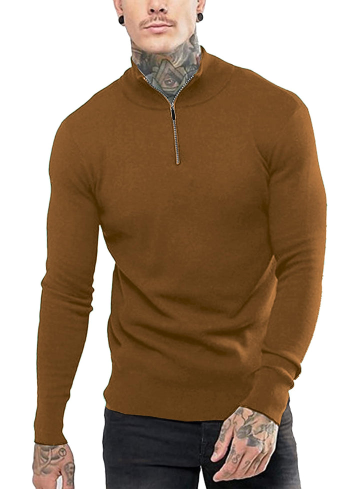 COOFANDY Männer Langarmshirt Knit Unterhemd 1/4 Zipper Sweatshirt Langarm Regular Fit Pullover S Cof