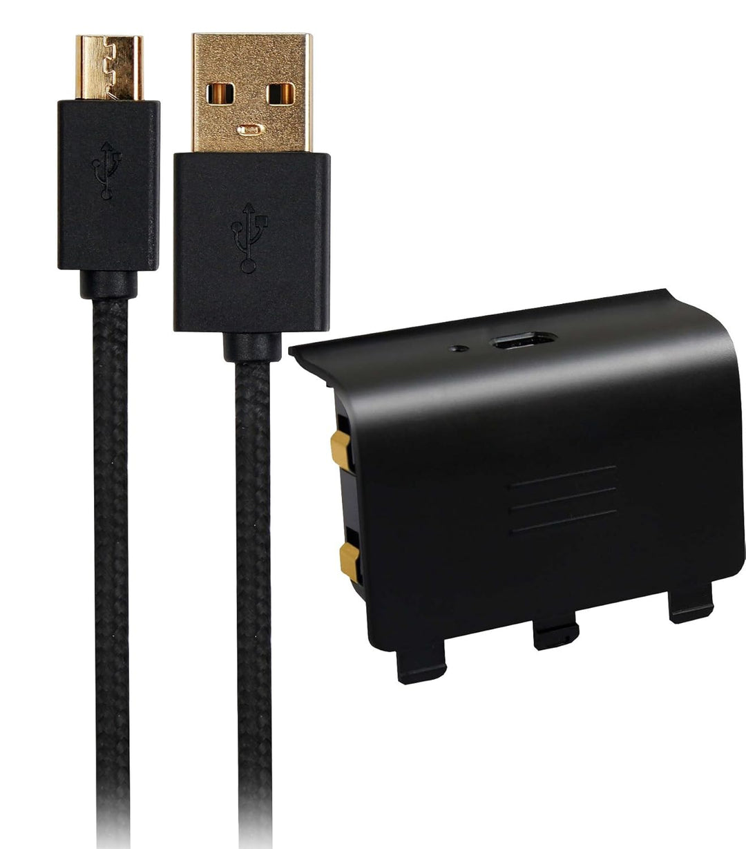 Xbox One - Play and Charge Kit 1.200 mAh und 4 Meter USB-Ladekabel