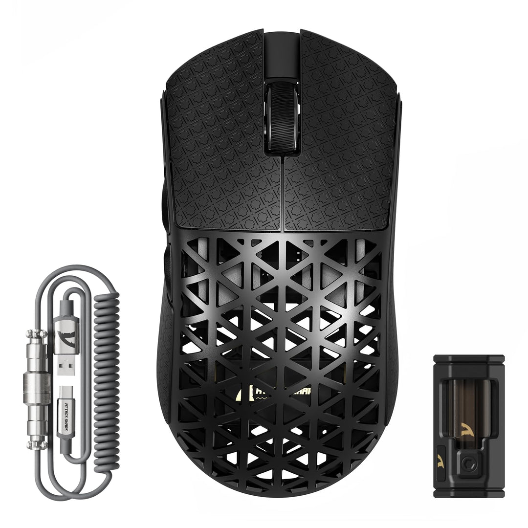 ATTACK SHARK R5 Ultra Carbonfaser Gaming-Maus, 39g Superlight, 8000Hz Kabellose Mouse, 42000 DPI, PA