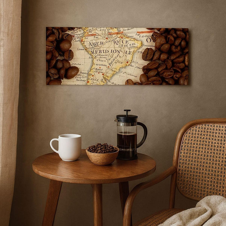 Wandbilder Dekoration Wohnzimmer Südamerika Samen Kaffee Panorama Bilder auf Leinwand 120x50cm Leinw