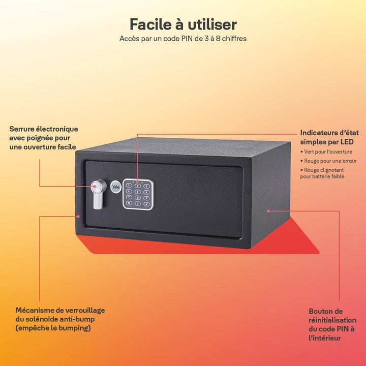 Yale Elektronischer Tresor - Laptop - YLV/200/DB2 - Schwarz - Standardsicherheit Electronic Safe New