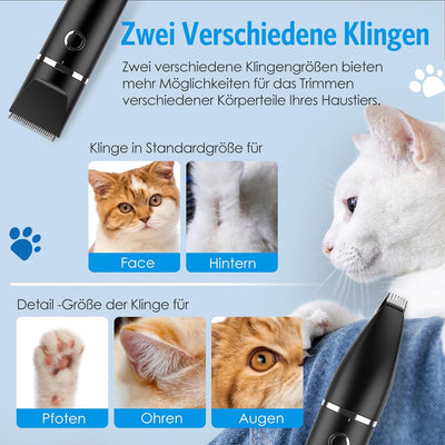 Brifit 2 in 1 Leise Hundeschermaschine, Schermaschine Hund Katze mit 2 Messerkopf, IPX7 Pfotentrimme