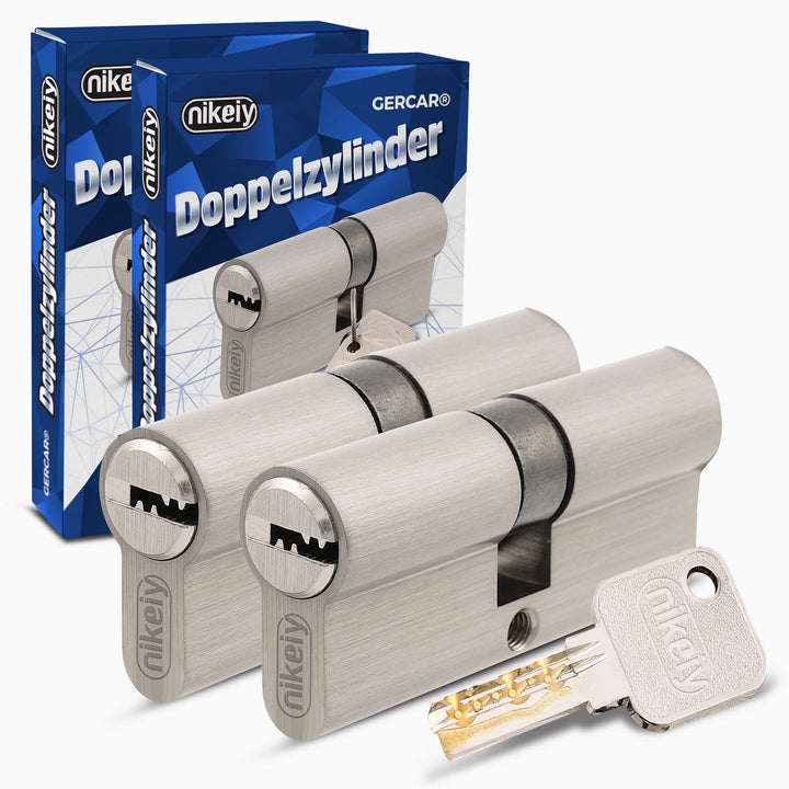 GERCAR Pro Gleichschliessend 2x Schliesszylinder 30/30 Set 2 Profilzylinder inkl. 10 Schlüssel - 60
