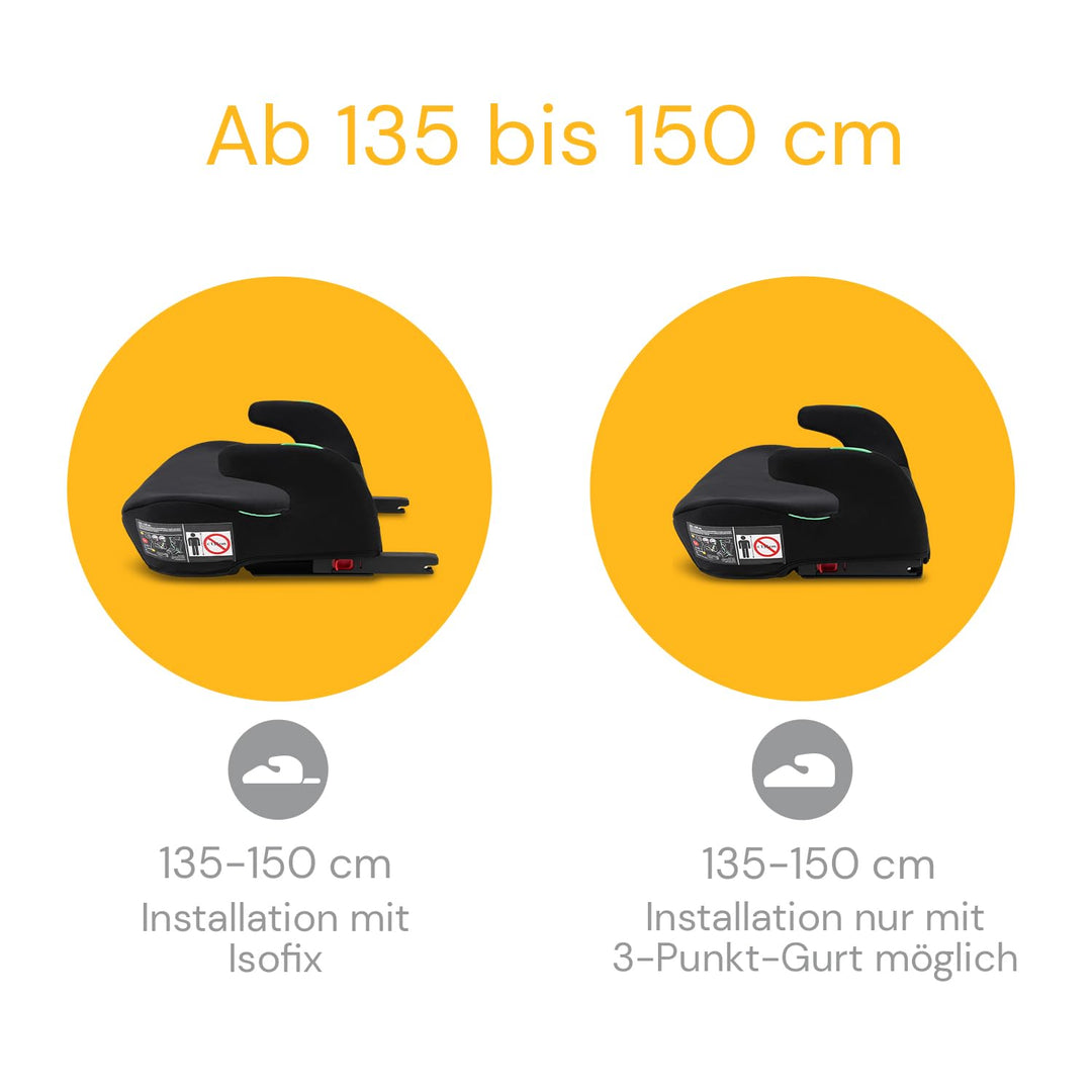 Osann Boost, Ergonomische Sitzerhöhung mit Isofix, für Kinder ab 135 bis 150 cm - Black