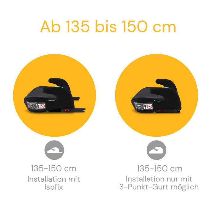 Osann Boost, Ergonomische Sitzerhöhung mit Isofix, für Kinder ab 135 bis 150 cm - Black