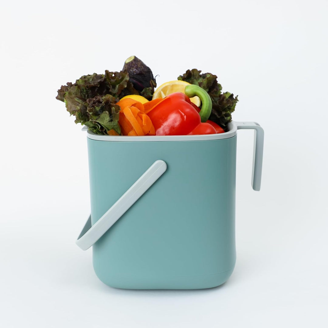 BLUE GINKGO Biomülleimer Küche – Kompostbehälter Küche mit Deckel, Griffen | Spülmaschinenfest | Her