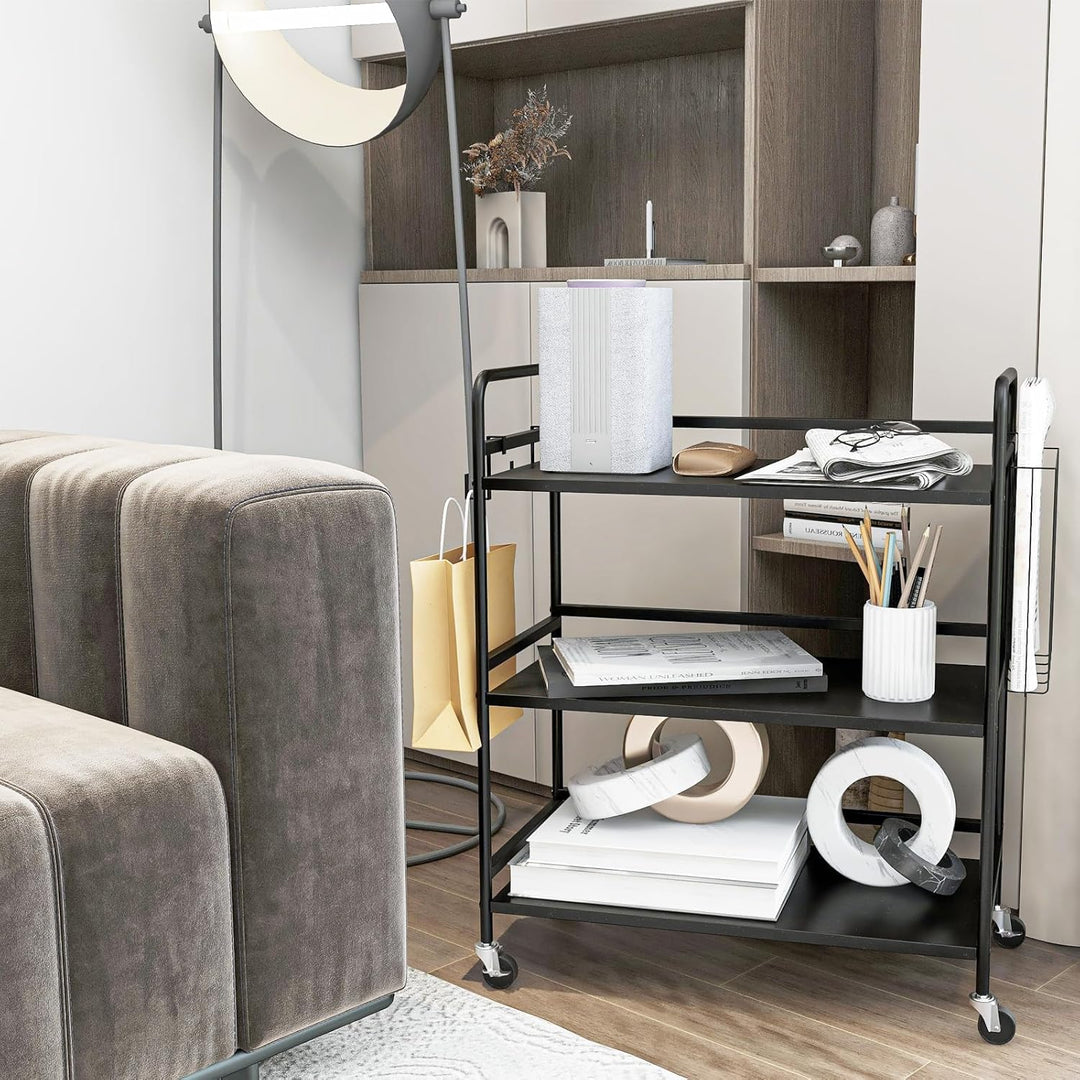 Servierwagen,3 Ebenen Servicefahrzeug aus Metall mit Rollen, für kleine Räume, Küche, Esszimmer, Bar