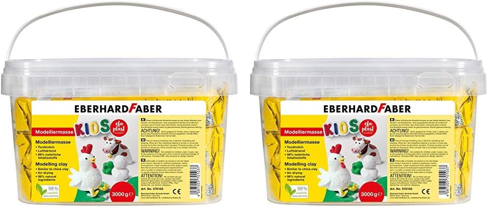 Eberhard Faber 570103 - Modelliermasse lufttrocknend weiss, 3 kg EFA Plast Kids tonbasiert (Packung