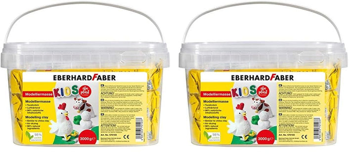 Eberhard Faber 570103 - Modelliermasse lufttrocknend weiss, 3 kg EFA Plast Kids tonbasiert (Packung