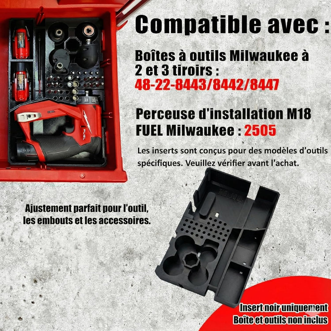 Organizer für M12 Installationsbohrmaschine und Milwaukee Packout Organizer