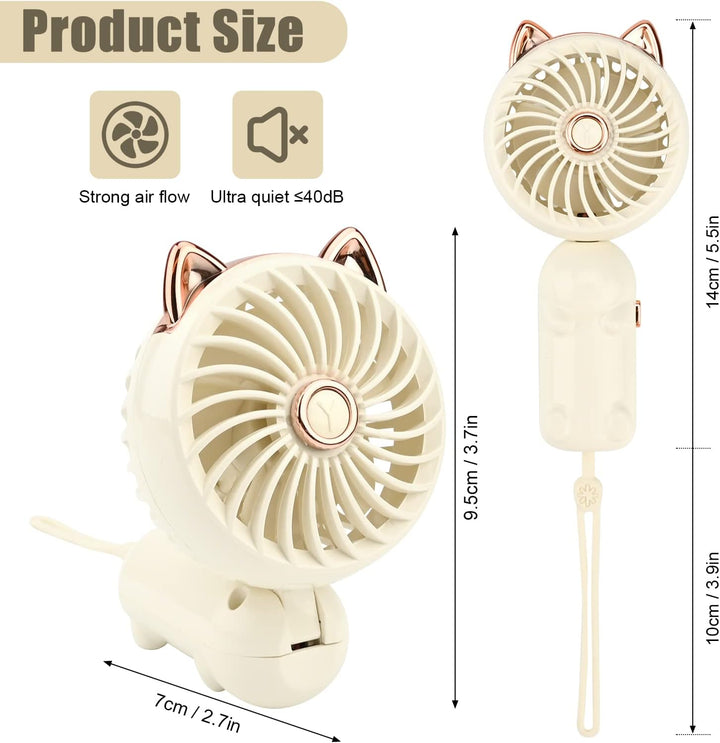 Gukasxi Tragbarer Handventilator Faltbarer Mini USB Ventilator mit Wiederaufladbarem Akku Klein 3-Ga