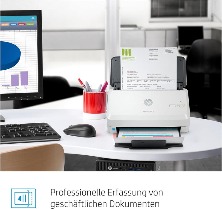 HP ScanJet Pro 2000 s2, Scanner, Einzelblattzufuhr, 50-Blatt ADF, USB 3.0, bis zu 3.500 Seiten tägli