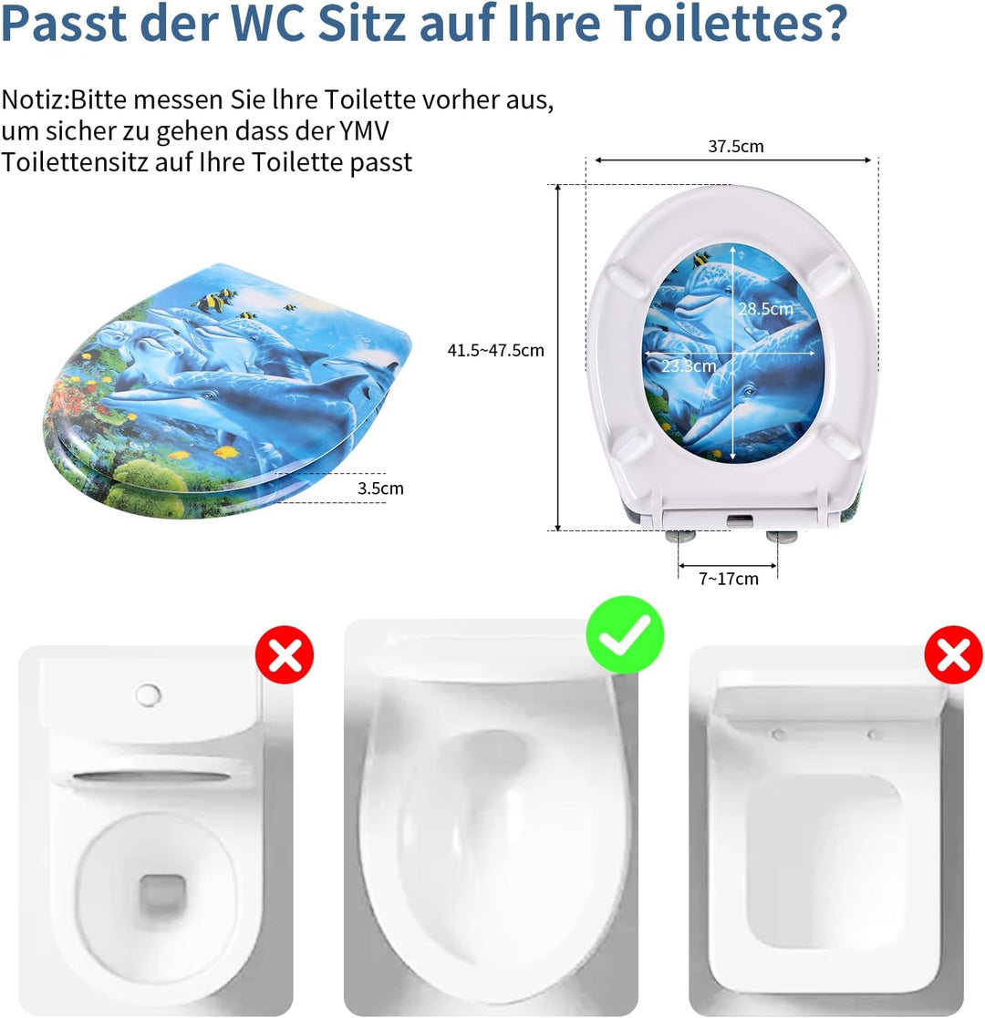 Toilettendeckel mit Absenkautomatik, WC Sitz mit Absenkautomatik Oval Form klodeckel Einfache Reinig