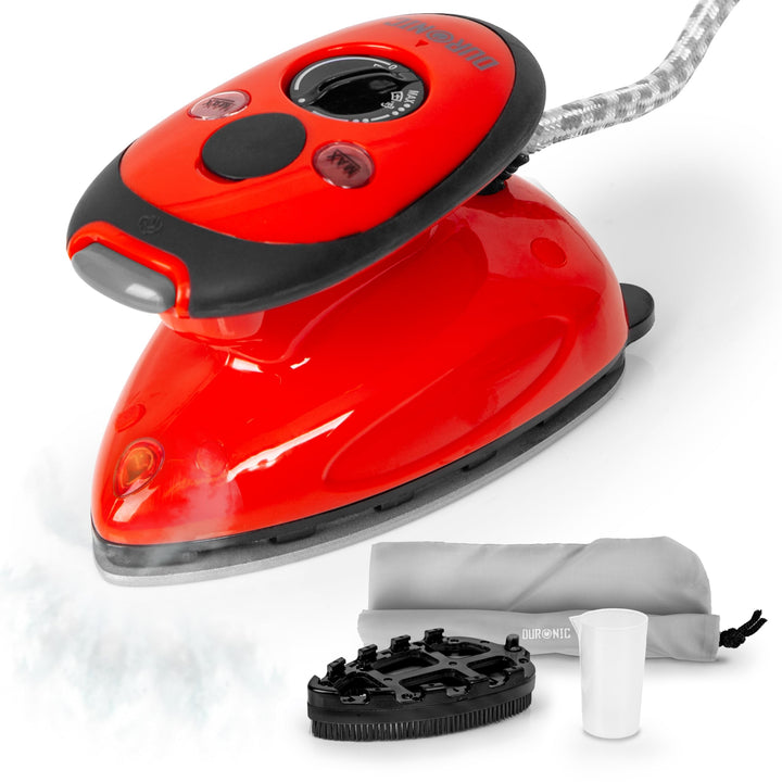 Duronic SI2 RD Mini Reisebügeleisen, 375W Mini Bügeleisen, Dampfbügeleisen 50ml Wassertank, kleines