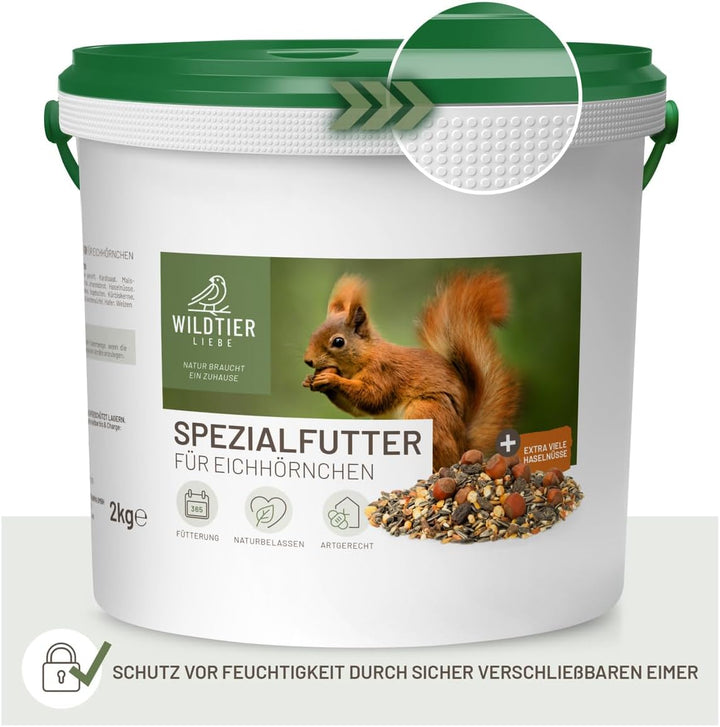 wildtier liebe Eichhörnchenfutter 2kg für Eichhörnchen & Streifenhörnchen I Ganzjahres-Futter Eichhö