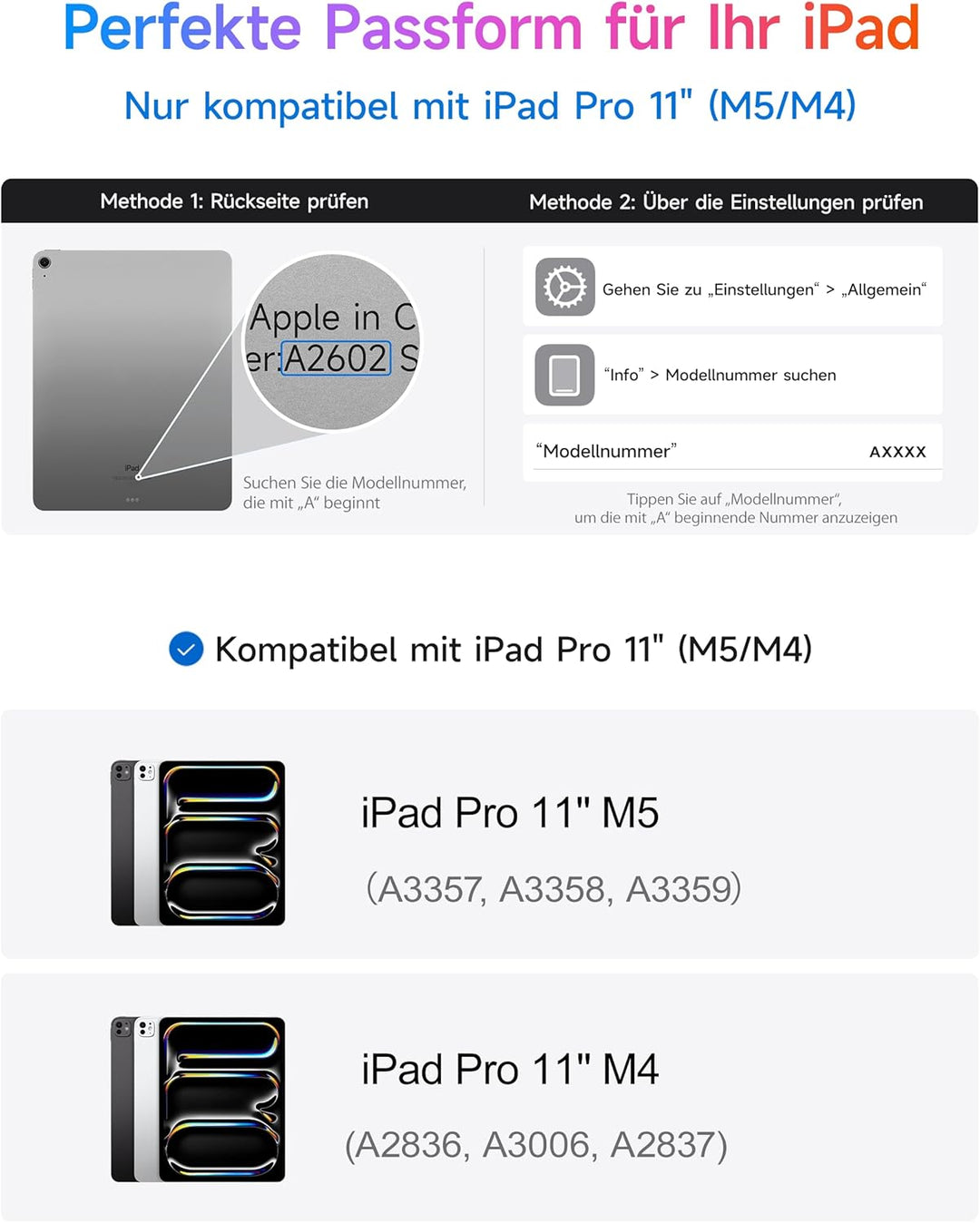 HOU Magic Keyboard iPad Pro 11 (M5/M4) 2025,Nur für 2025-2024 iPad Pro 11 Zoll Hülle mit Tastatur, M