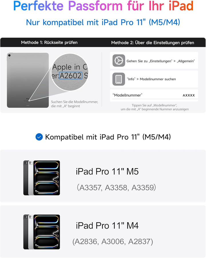 HOU Magic Keyboard iPad Pro 11 (M5/M4) 2025,Nur für 2025-2024 iPad Pro 11 Zoll Hülle mit Tastatur, M