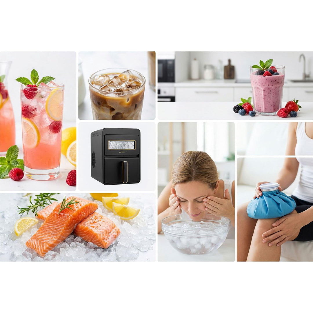 Berdsen Eiswürfelmaschine 12 kg/24 h - 9 Eiswürfel in 6-8 Minuten - Eiswürfelbereiter mit 2 Grössen