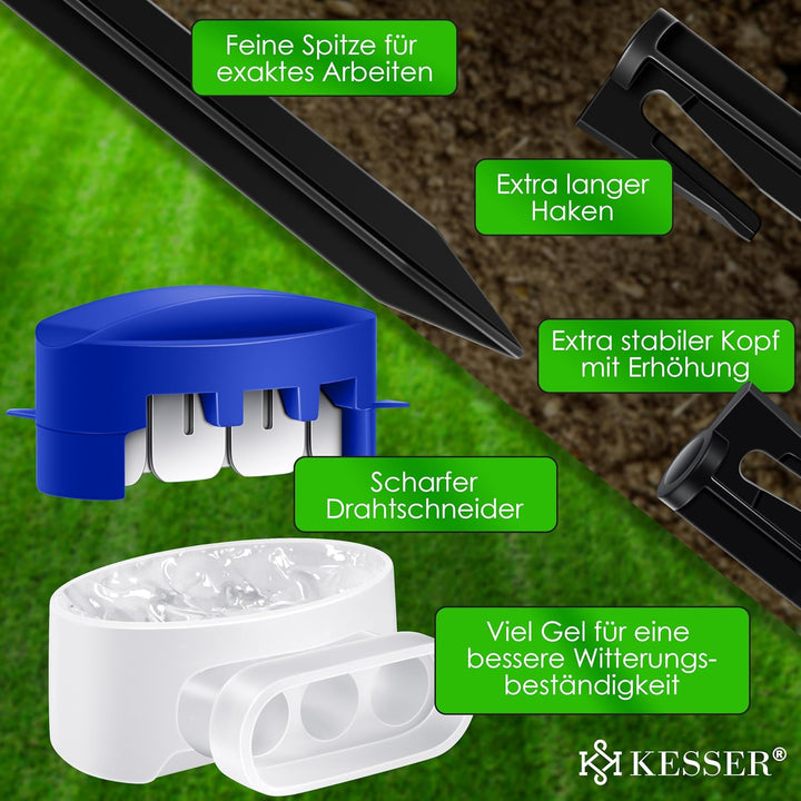 KESSER® Begrenzungskabel 50m + 200 Erdspiesse + 12 Kabelverbinder für Mähroboter Rasenmäher Rasenrob