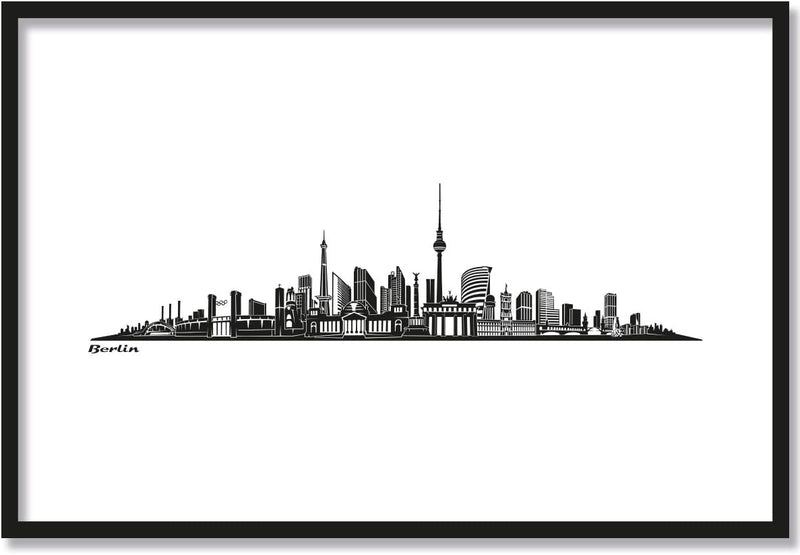 JUNIWORDS Poster mit/ohne Holzrahmen, Wähle ein Motiv, Skyline Berlin, Wähle eine Grösse, 40 x 60 cm