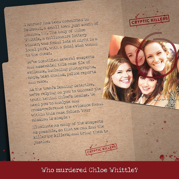 Cryptic Killers Unsolved Murder Mystery Game - Cold Case Files Investigation Detective Clues/Evidenc