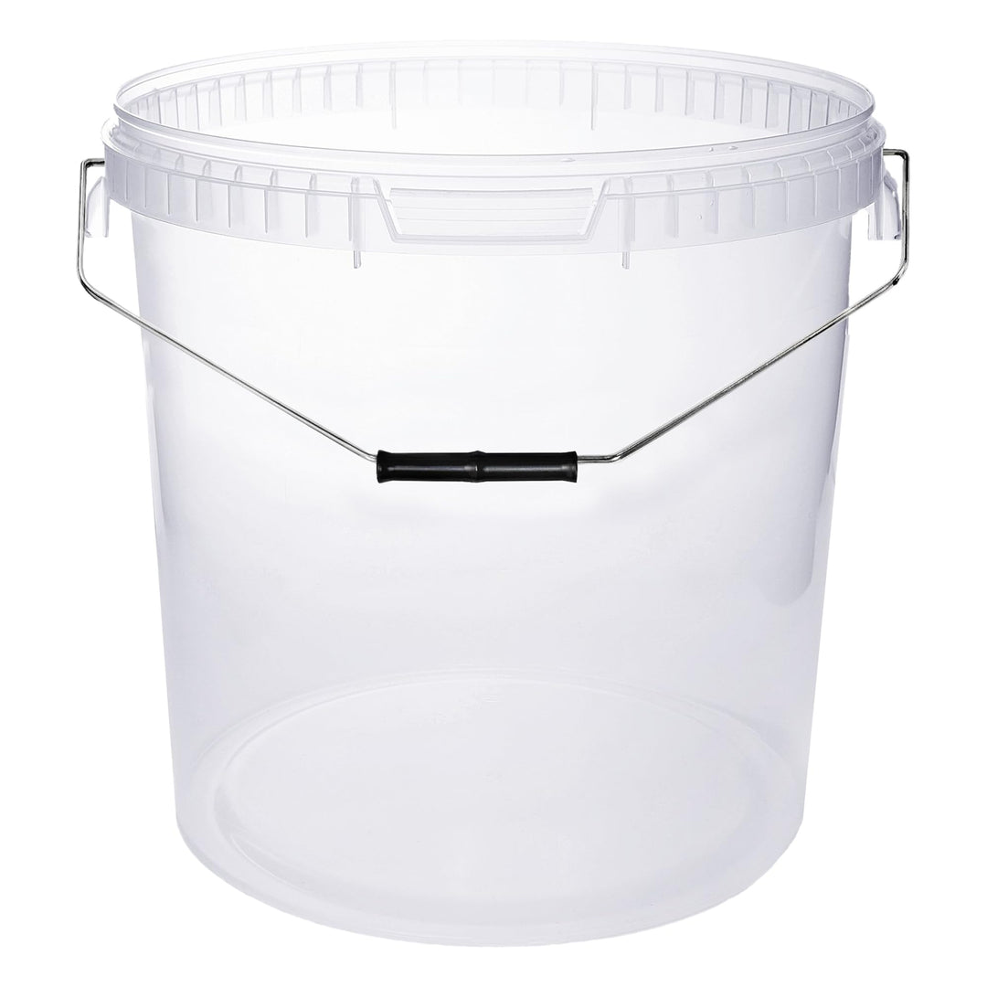 BenBow Eimer mit Deckel 30l transparent 100x 30 Liter - lebensmittelecht, stabil, luftdicht, auslauf