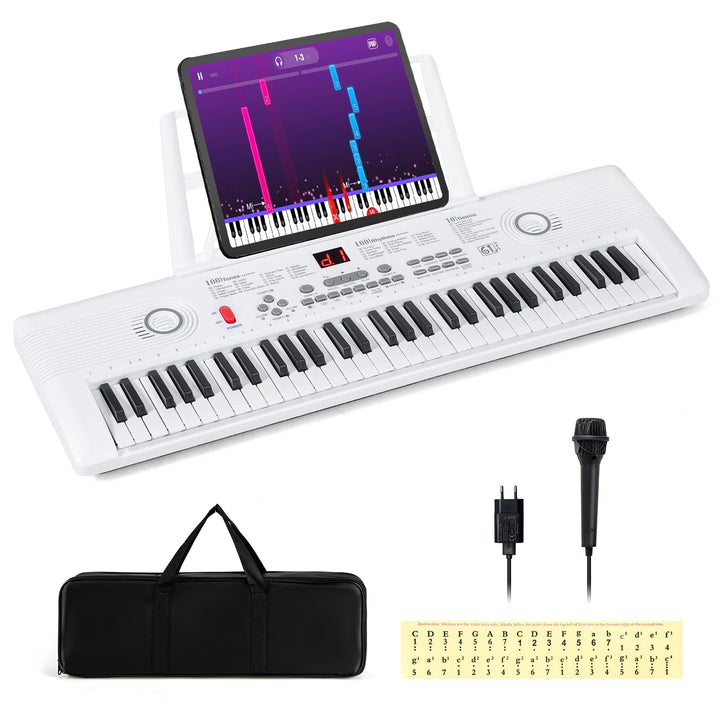 COSTWAY Keyboard Piano 61 Tasten, Digital Piano mit Ständer &amp; Mikrofon &amp; Tragetasche, E-Piano für Ei